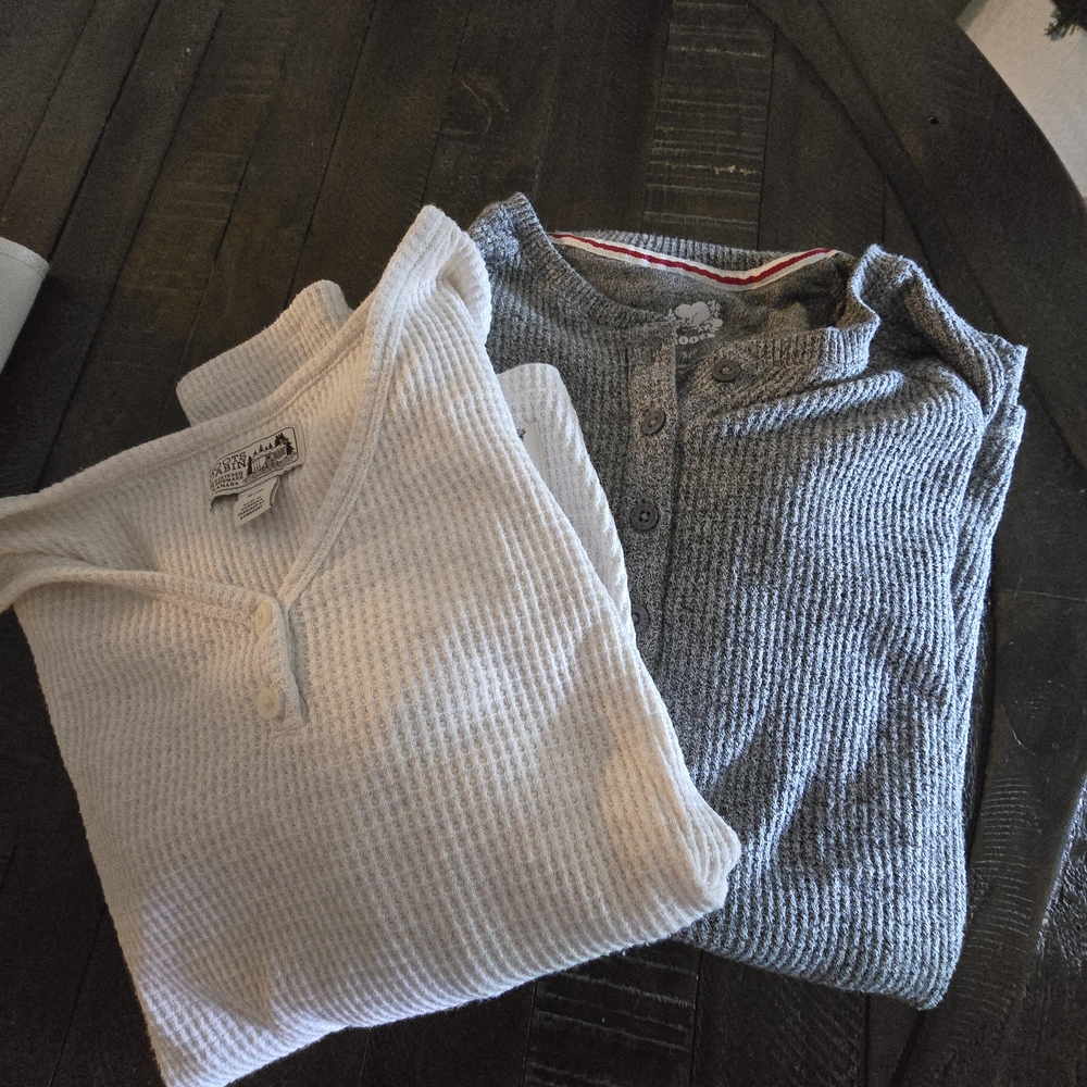 Roots Cream Waffle Knit Henley